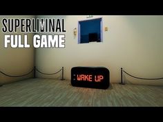 an image of a game room with a sign that says,'supervillinal full game wake up '