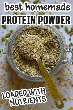 A spoonful of homemade protein powder Homemade Vegan Protein Powder, Diy Vegan Protein Powder, Homemade Vanilla Protein Powder, Make Your Own Protein Powder, Protien Powders Diy, Homemade Protein Powder Recipes, Protein Powder Recipes Easy, Vegan Protein Powder Recipes, Diy Protein Powder