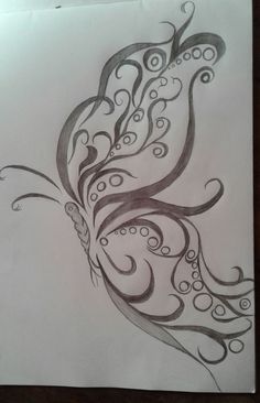 a drawing of a bird with swirls on it's wings