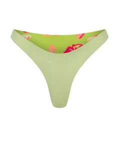 Our newest mini bottoms are perfect for minimal coverage lovers. Style these above your hips. Featured in our Cancun print, a vintage inspired lime green colorway with pops of red and orange florals, reversing to a white and lime green stripe. Trendy Green Floral Print Swimwear, Green Floral Beachwear Bottoms, Green Floral Print Beachwear Bottoms, Tropical Green Bottoms For Poolside, Green Floral Print Bottoms For Beach Season, Green Floral Print Beach Bottoms, Green Printed Poolside Bottoms, Green Printed Bottoms For Poolside, Green Tropical Printed Bottoms