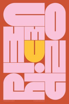 an orange and pink poster with the words open