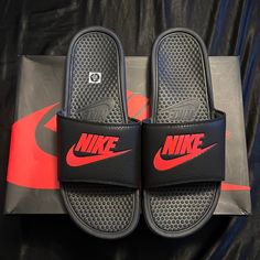 Nike Slides Brand New Size 14 (No Box) Nike Black Slides With Rubber Sole, Black Open Toe Sporty Sneakers, Black Slides With Rubber Sole, Black Low-top Slides With Rubber Sole, Casual Synthetic Slides With Red Sole, Casual Black Slides With Branded Insole, Casual Black Low-top Slides, Black Casual Low-top Slides, Nike Black Synthetic Slides