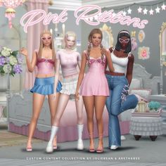 three females are standing in front of a pink and white backdrop with the words one princess on it