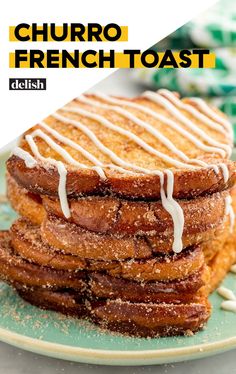 french toast stacked on top of each other with icing