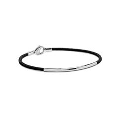 "Simple 2mm thin black nautical cord bracelet with stainless steel curved tube. Ideal to be worn alone or layered. Clasp: Lobster Cord: 2mm Dimension of tube: 3.5mm thickness Metal: High grade 316 stainless steel high polished finish, hypoallergenic and tarnish free. Metal finish options: Polished (as shown) or Brushed Length available: from 6\" to 9\" This item is specifically crafted for you, will ship in 1 to 2 weeks - Free USA Shipping NEWS! An exclusive Special Orders Service is now availab Tube Bead Bracelet, Boat Rope, Tension Ring, Black Boat, Gold Bar Bracelet, Tube Bracelet, Nautical Rope, Wrist Jewelry, Silver Chain Bracelet