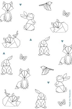 an origami pattern with different shapes and sizes, including the outlines for each animal