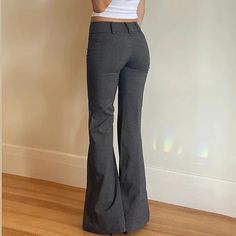 Aimays Low Waisted Straight Casual Suit Flare Pants Gray Skinny Fashion High Street Lady Boot Cut Trousers Vintage Y2K Debate Tips, Uni Clothes, Low Waist Trousers, Desired Wardrobe, Ropa Semi Formal, Office Vibes, Charlotte York, Low Waist Pants, Digital Wardrobe