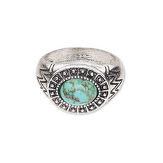 Ready-to-wear ring is great for a gift or resale. Antique silver-plated "pewter" ring features turquoise blue magnesite centerpiece. Colors, shapes and sizes may vary in each lot. Pewter Ring, Everyday Jewelry, Turquoise Blue, Ring Gift, Antique Silver, Silver Plate, Silver Plated, Ready To Wear, Plating