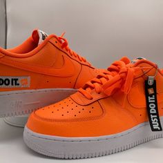 Nike Air Force 1 Low (Just Do It Pack) Bq5360-800 Total Orange/Black/White Us Size 11.5. Brand New Without Its Original Box. Including 'Just Do It' Tag. Orange Low-top Nike Air Force 1, Orange Nike Air Force 1 Lace-up With Branded Insole, Orange Nike Air Force 1 Lace-up, Orange Nike Air Force 1 Lace-up Shoes, Nike Air Force 1 Lace-up Sneakers, Nike Air Force 1 Lace-up Running Shoes, Sporty Orange Nike Air Force 1 Lace-up, Miami Dolphins Shoes, Nike Girl