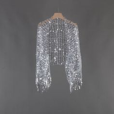 Silver Mesh Sequins Shrug,shrug With Tassels,wedding Shrug,sliver Lace,loose Fit,sequins Bolero,shawl,party Wrap,sequin Cover Up - Etsy Elegant Sequin Party Shawl, Glamorous Party Shawl, Net Shrug, Formal Shawl, Wedding Dress Jewelry, Wedding Shrug, Elegant Shawl, Evening Shawls, Shrugs And Boleros