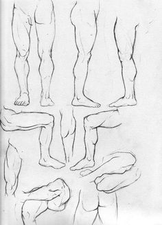 a drawing of the legs and feet of a man in different positions, from front to back