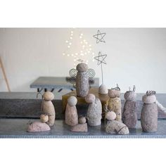 Set Of Twelve River Rock Nativity Scene Gray Rock Nativity, Nativity Ideas, Rock Pictures, Nativity Scene Sets, Christmas Rocks, Nativity Story, Christian Crafts, Nativity Sets, Christmas Accents