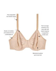 Supremely supportive with utmost comfort in mind, Wacoal's unlined minimizer bra blends beautiful lace with an ever-essential full coverage silhouette. Minimizer Bra, Minimiser Bra, Visual Effects, Bra Women, Bra, Lace