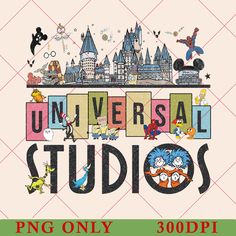 an advertisement for universal studios featuring cartoon characters