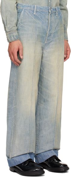 Straight-leg non-stretch denim jeans. Fading throughout. · Belt loops · Four-pocket styling · Button-fly · Central pinched seam at front legs · Rolled cuffs · Logo patch at back · Central crease at back legs · Logo-embossed silver-tone hardware · Contrast stitching in white Supplier color: Stone bleach denim Bleach Denim, Kenzo Clothing, Kenzo Paris, Bleached Denim, Color Stone, Contrast Stitch, Luxury Streetwear, Stretch Denim, Patch Logo