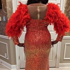 Mermaid / Trumpet Evening Gown Sparkle & Shine Dress Carnival Red Green Dress Floor Length Long Sleeve V Neck Sequined with Feather Crystals 2024 2024 - $177.99 Shine Dress, Carnival Christmas, Nigerian Wedding, Sequin Dress