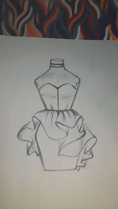 a drawing of a dress on top of a mannequin