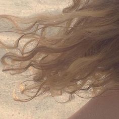 the back of a woman's head with her hair blowing in the wind,