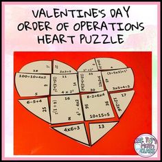 valentine's day order of operations heart puzzle