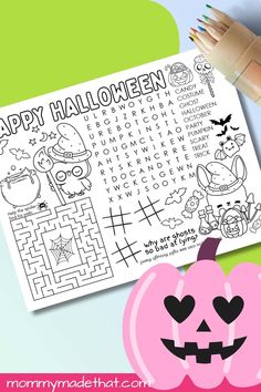 a printable halloween activity for kids with pumpkins and other things to color on it