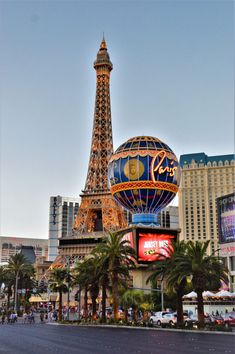 the eiffel tower in las vegas is lit up