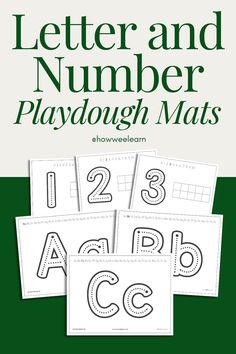 letter and number playdough mats for children to practice their handwriting, numbers and letters