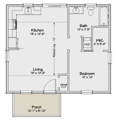 the floor plan for a two bedroom apartment with an attached kitchen and living room area