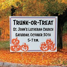 a sign for trunk - or - treat at st john's lutherian church