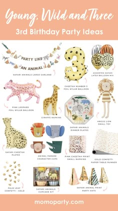 a birthday party with animals and giraffes