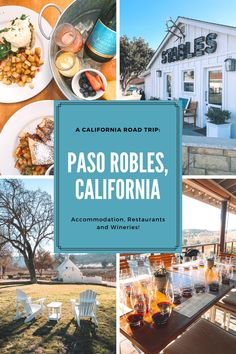 paso robles, california photo collage of food, hotels and wineries Paso Robles Itinerary, Things To Do In Paso Robles Ca, Paso Robles With Kids, Paso Robles Things To Do In, Paso Robles Outfit, California Coast Road Trip, Napa Valley Trip, Cali Trip