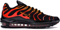 Black Air Max 97, Nike 97, Nike Air Max 97 Black, Futuristic Shoes, Nike Models, Orange Shoes, Black Trainers, Mens Nike Air, Nike Air Max Plus