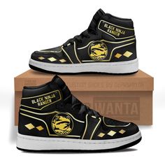 Black Ninja Ranger Mighty Morphin Kid Sneakers Custom For Kids- Gear Wanta Black Ninja, Cartoon Shoes, Custom Cartoons, Custom Sneakers, High Top Shoes, Kids Sneakers, Our Kids, Sizing Chart, Mississippi