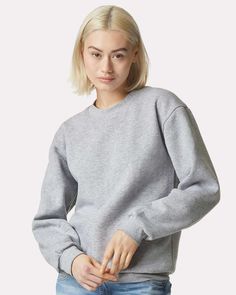 Unisex ReFlex Fleece Crewneck Sweatshirt - HEATHER GRAY - XL | American Apparel ReFlex Fleece Crewneck Sweatshirt in Heather Grey Size XL | Cotton/Polyester Blend 70 20 10, King Fashion, Blank Apparel, Alternative Outfits, Athletic Fashion, Columbia Sportswear, American Apparel, Jeans Dress, Custom Clothes