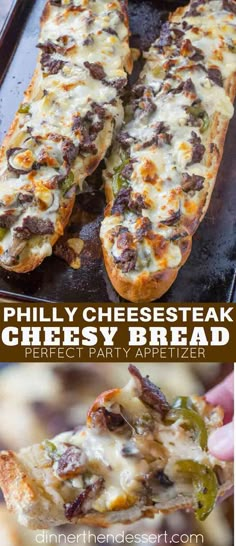 philly cheesesteak cheesy bread with peppers