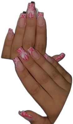 #nailinspo #nailart #naildesign #nails #spiderman #spider #pinknails #pink #frenchnails Spidey Nails Acrylic, Nail Inspo Coffin Spiderman, Spiderman Nails With Initial, Square Nails Spiderman, Pink And White Spider Man Nails, French Tip Nails With Design Pink, Black And White Spiderman Nails, Nails Acrylic For School, Nails Ideas Spiderman