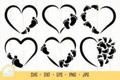 footprints and hearts in the shape of heart svg files for crictures