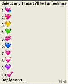 the number of hearts is shown in different colors