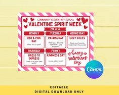 valentine's spirit week printables for kids