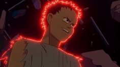 an anime character with red lights in his hair