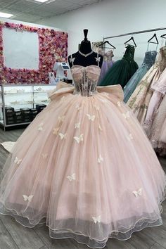 Butterfly Quince Dress, Butterfly Quinceanera Dress, Rose Gold Quinceanera Dresses, Gaun Abad Pertengahan