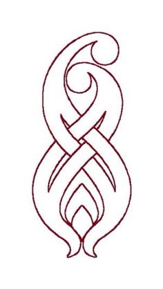 a red line drawing of an intertwined knot on a white paper with the word love written