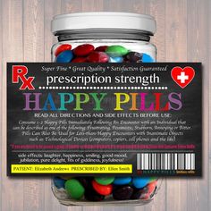 EDITABLE Happy Pills Label Funny Gag Gift Professional Office | Etsy Selfcare Kit, Daycare Gifts, Vet Hospital, Boss Gifts, Friend Canvas, Surgery Gift, Candy Labels, Chill Pill, Gift Printable