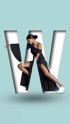 the letter w is made up of photoshopped women in black dresses and high heels