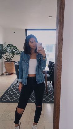 @allisonngg ☯️ Outfit Ideas With Jean Jacket, Jean Jacket Outfits Women, Jean Dress Outfit Black Women, Dress And Jean Jacket Outfit, Outfit Ideas Jean Jacket, Outfits With Jean Jacket, Denim Jacket Outfit, Fall Outfit Ideas, Boyfriend Jean