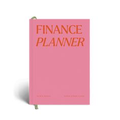 a pink book with the words finance planner written on it's front and side