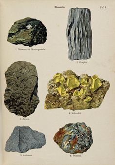 an old book with different types of rocks