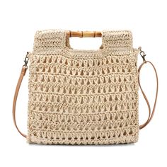 PRICES MAY VARY. Want a more personalized handbag? This straw beach bag must be what you want. Natural Bamboo Top Handle attract everyone’s attention. More fashionable and easy to match your clothes. Large Straw Tote -- 13.0*13.8*3.9inch/33*35*10cm.Magnetic closure, main compartment with one interior pocket to store your phone, wallet, camera, water bottle, sunglasses, cosmetics, folding umbrella, foldable hat and other personal belongs. High Quality Material -- Made of high quality paper rope w Beach Tote Bags Summer, Straw Beach Tote, Tote Bag Summer, Crochet Bag Tutorials, Bamboo Top, Straw Beach Bag, Summer Handbags, Beach Tote Bag, Straw Handbags