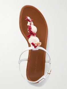 DOLCE&GABBANA Embellished leather sandals | NET-A-PORTER The Row Bag, Denim Flats, Latest Sandal, Floral Dresses Short, Embellished Sandals, Brown Leather Sandals, Dolce E Gabbana, Boot Pumps, Fine Jewelry Designers