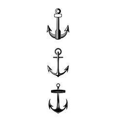 an anchor is shown in black and white on a white background, as well as three smaller anchors