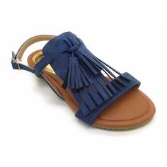 A pair of Victoria K Sandals with fashionable tassels and fringes in front,offers a combination of comfort and style. The rubber sole adds stability. This trendy sleek and chic look wears well anytime through out the day or a night out in the town. An elegant pair of Victoria K sandals add flair to your everyday wardrobe and these come in a range of colors. Size: 7.  Color: Blue.  Gender: female.  Age Group: adult. Open Toe Sandals With Tassels, Casual Sandals With Tassels And Round Toe, Spring Fringe Sandals With Round Toe, Casual Fringe Open Toe Sandals, Fringe Round Toe Sandals For Summer, Summer Fringe Sandals With Round Toe, Casual Flat Sandals With Tassels, Spring Open Toe Fringe Sandals, Summer Fringe Sandals